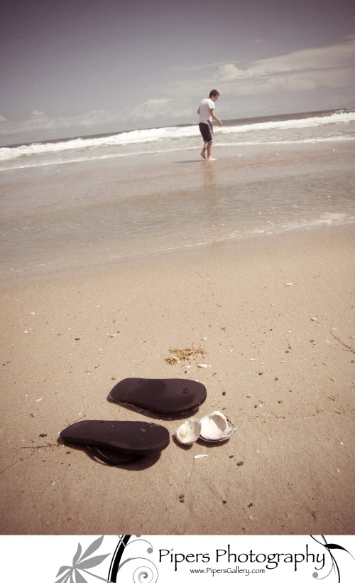 Beau and his sandals along Cape Hatteras National seashore