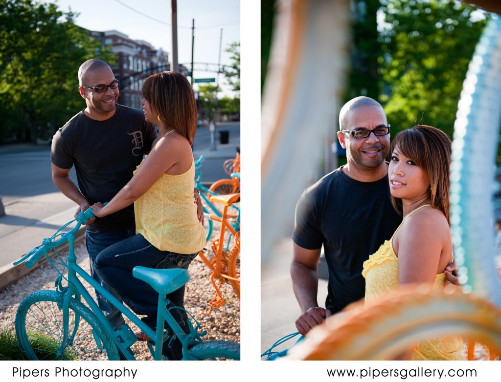 Andrea and Jacques in the short north with the bike display- Columbus, Ohio 