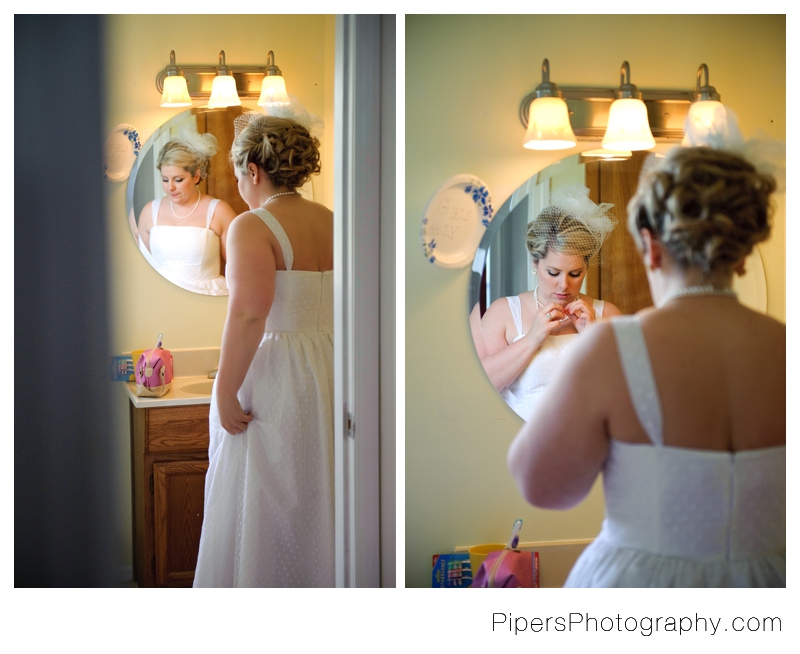 bride getting ready at buckeye lake 