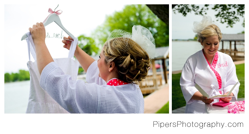 bride getting ready at buckeye lake 