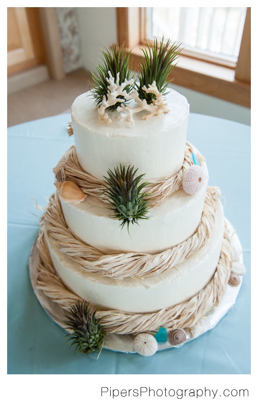 5 Natural Oceanfront Beach Wedding cake on Hatteras Island in The Outer Banks North Carolina photos