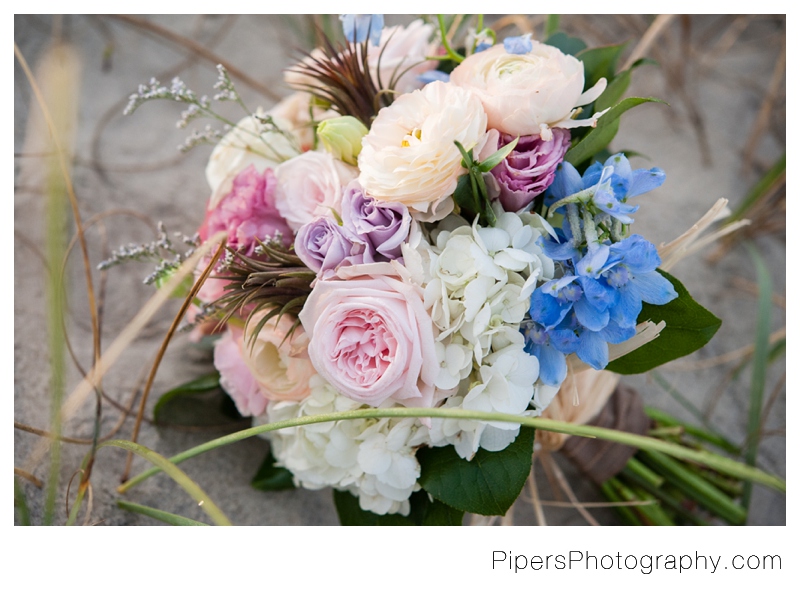 6 Natural Oceanfront Beach Wedding bouquet on Hatteras Island in The Outer Banks North Carolina photos