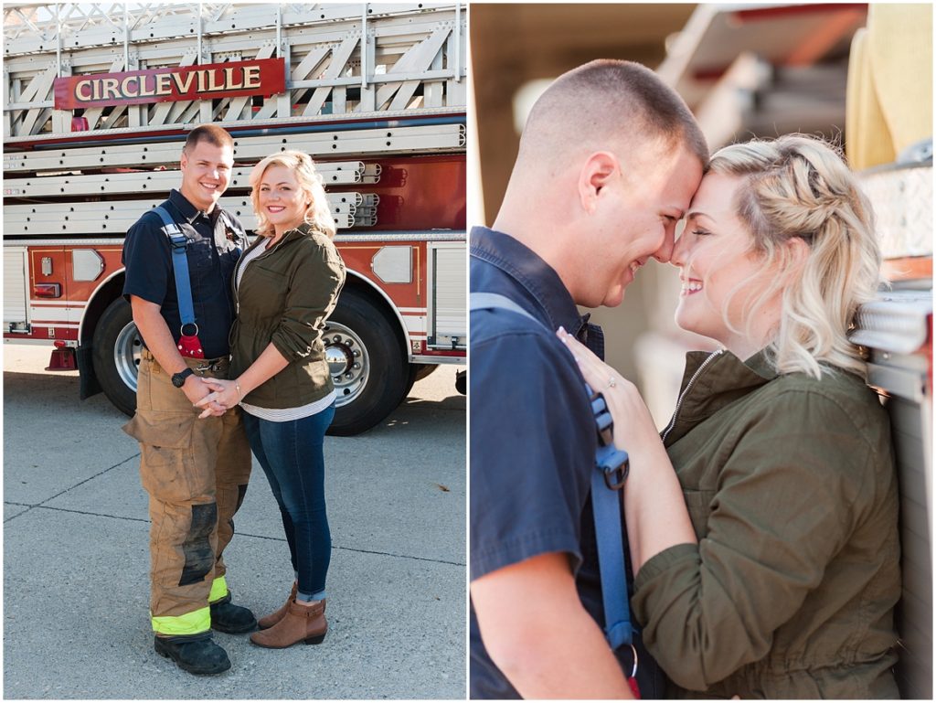 Hilliard Ohio Engagement Photography Session + Circleville Ohio Engagement Session Circleville Fire Department Engagement Session + Autumn Outdoor Engagement Photography Session in Hilliard Ohio Pipers Photography Krista Piper