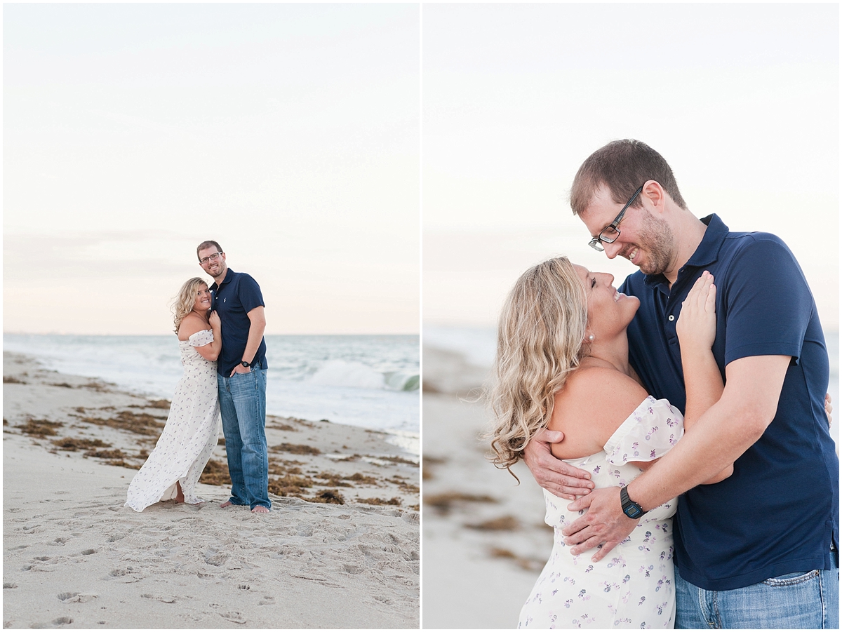 Melbourne Beach Florida Engagement Session In Melbourne Florida Pipers Photography, Romantic beach engagement session, coastal session, sunset beach session 