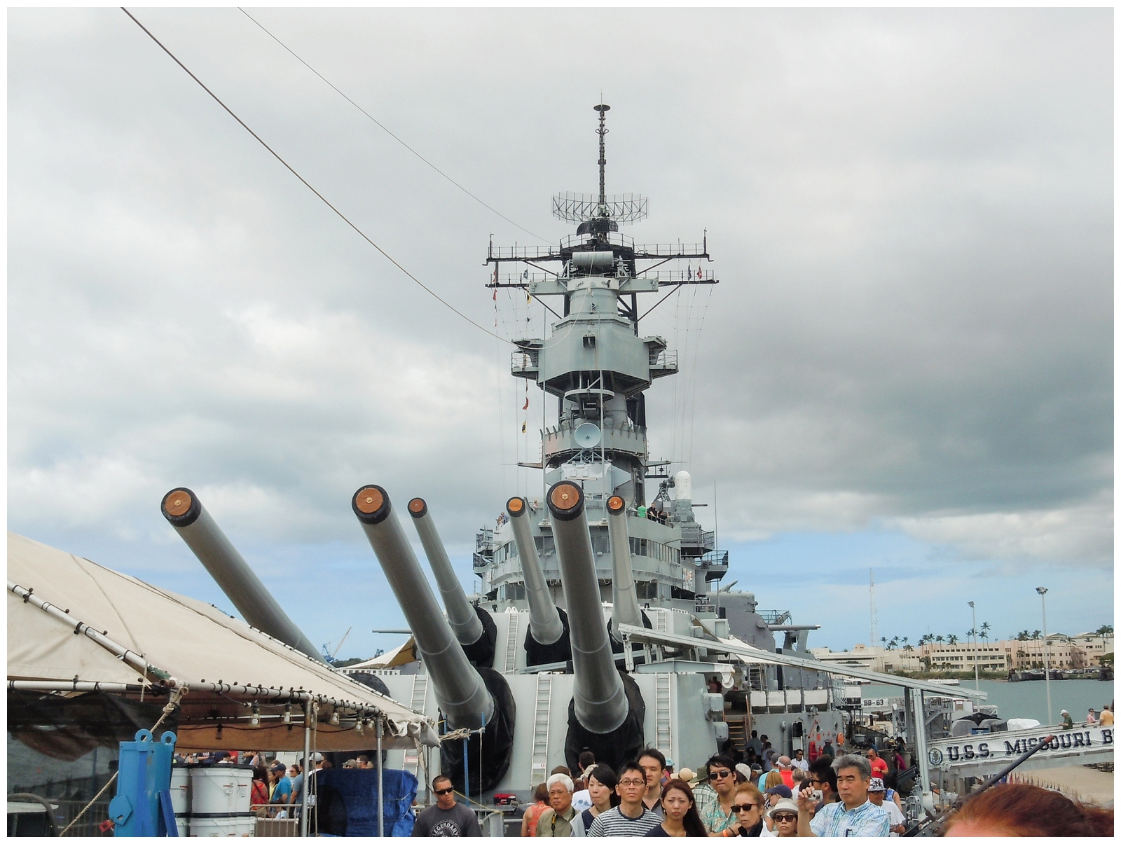 View of the guns on the USS Missouri Battleship hawaii oahu vacation june tourist guide coastal drive and pearl harbor