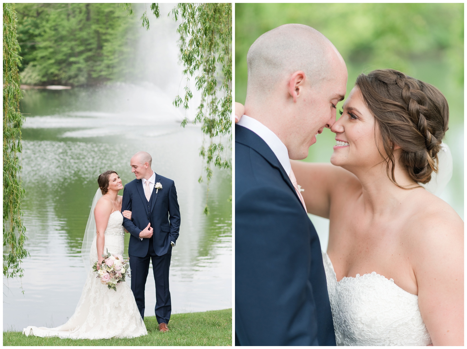 summer wedding portraits by Brookside Golf and Country Club's lake