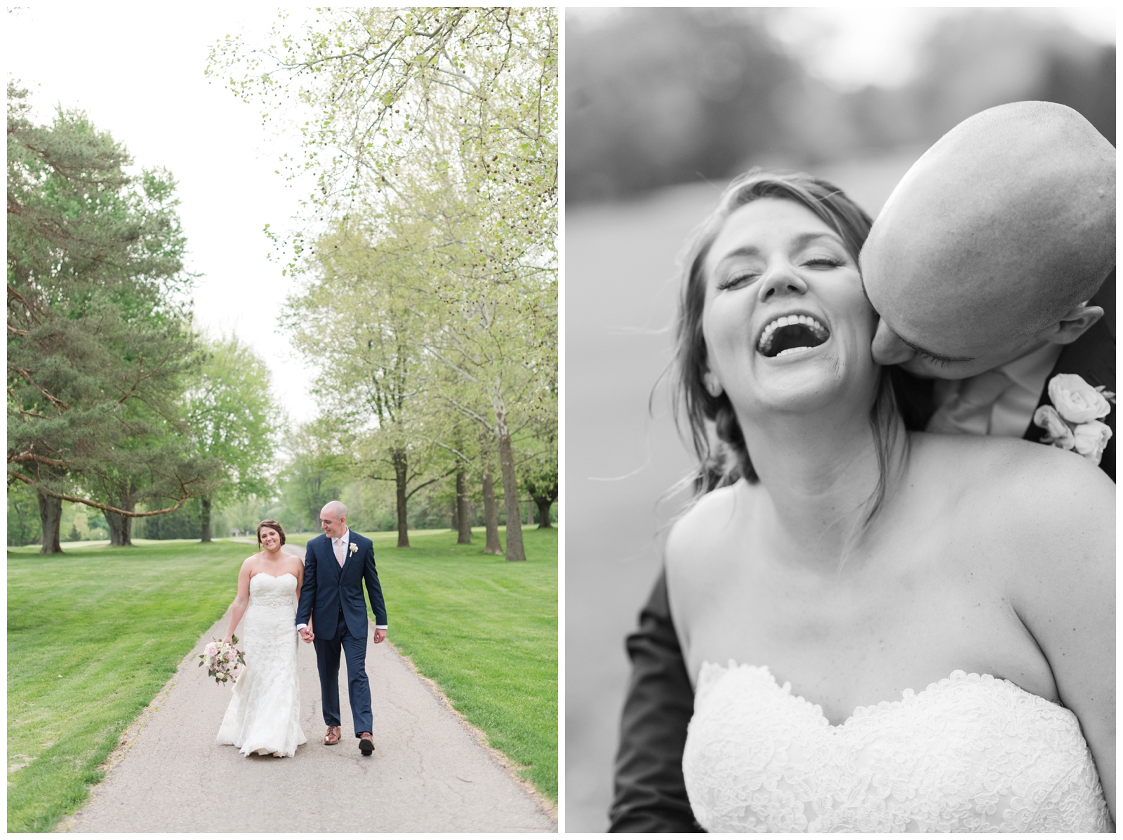 bride laughs during wedding photos at Brookside Golf and Country Club with Piper's Photography