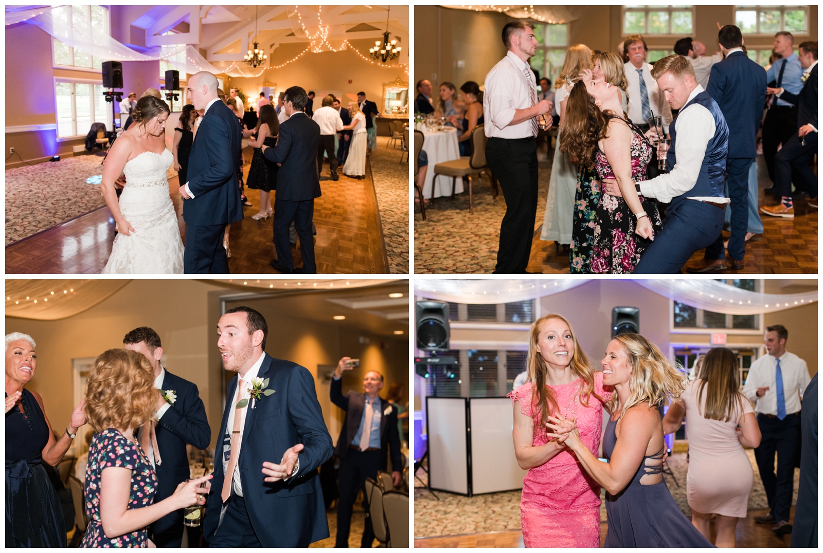 wedding guests dance during wedding reception at Brookside Golf and Country Club