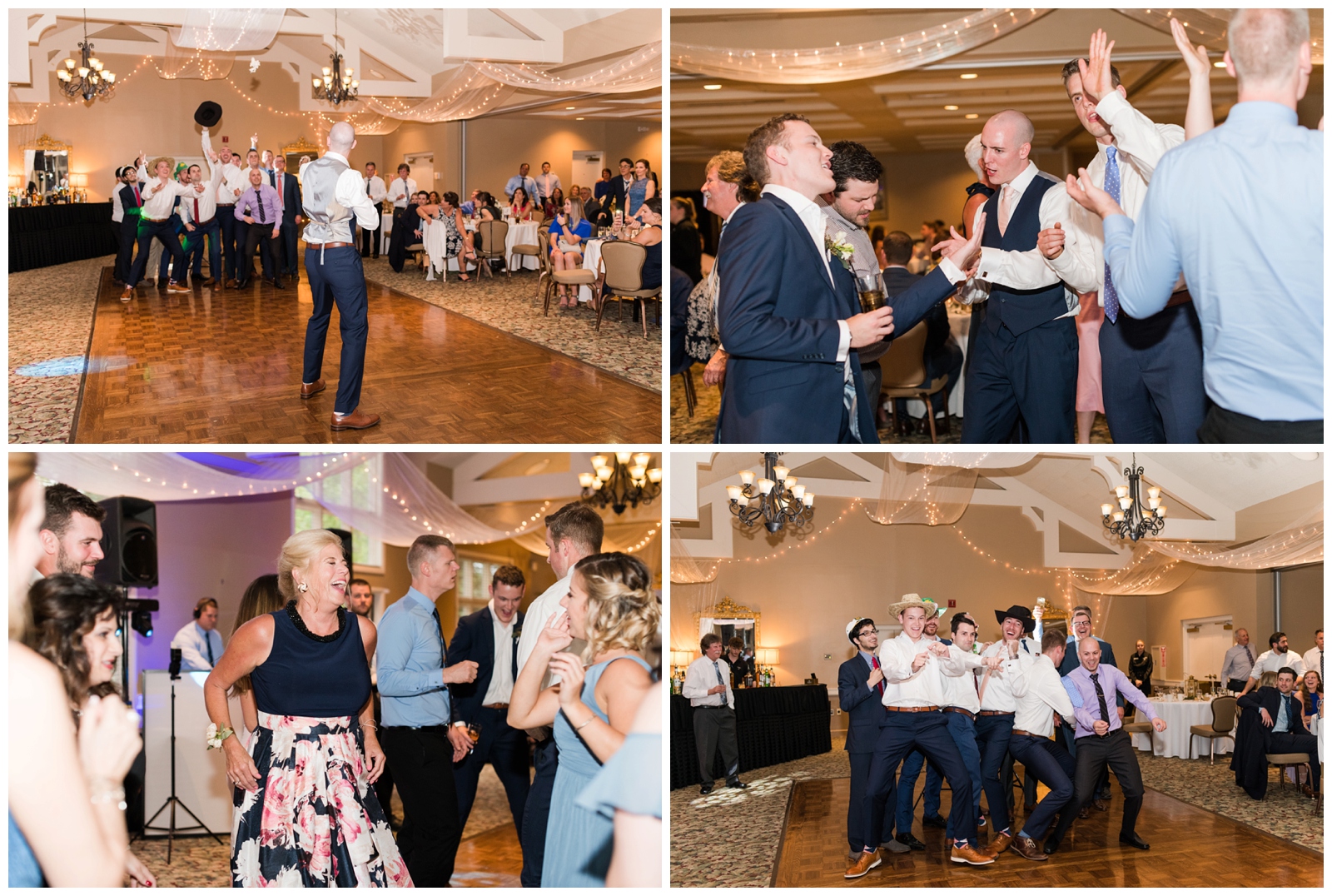 garter toss and family dancing at elegant Brookside Golf and Country Club wedding