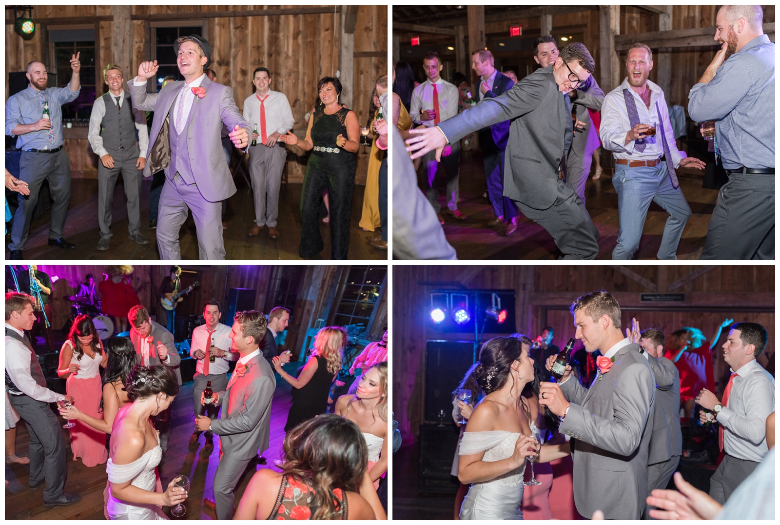 wedding dancing during reception at The Wells Barn