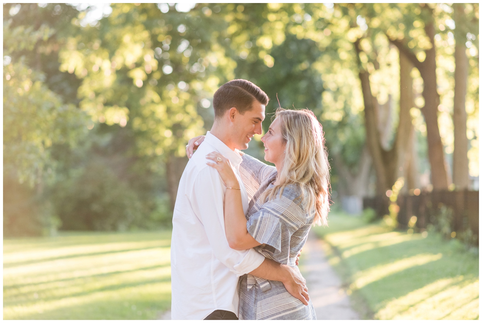 Ohio bride and groom dance during engagement portraits
