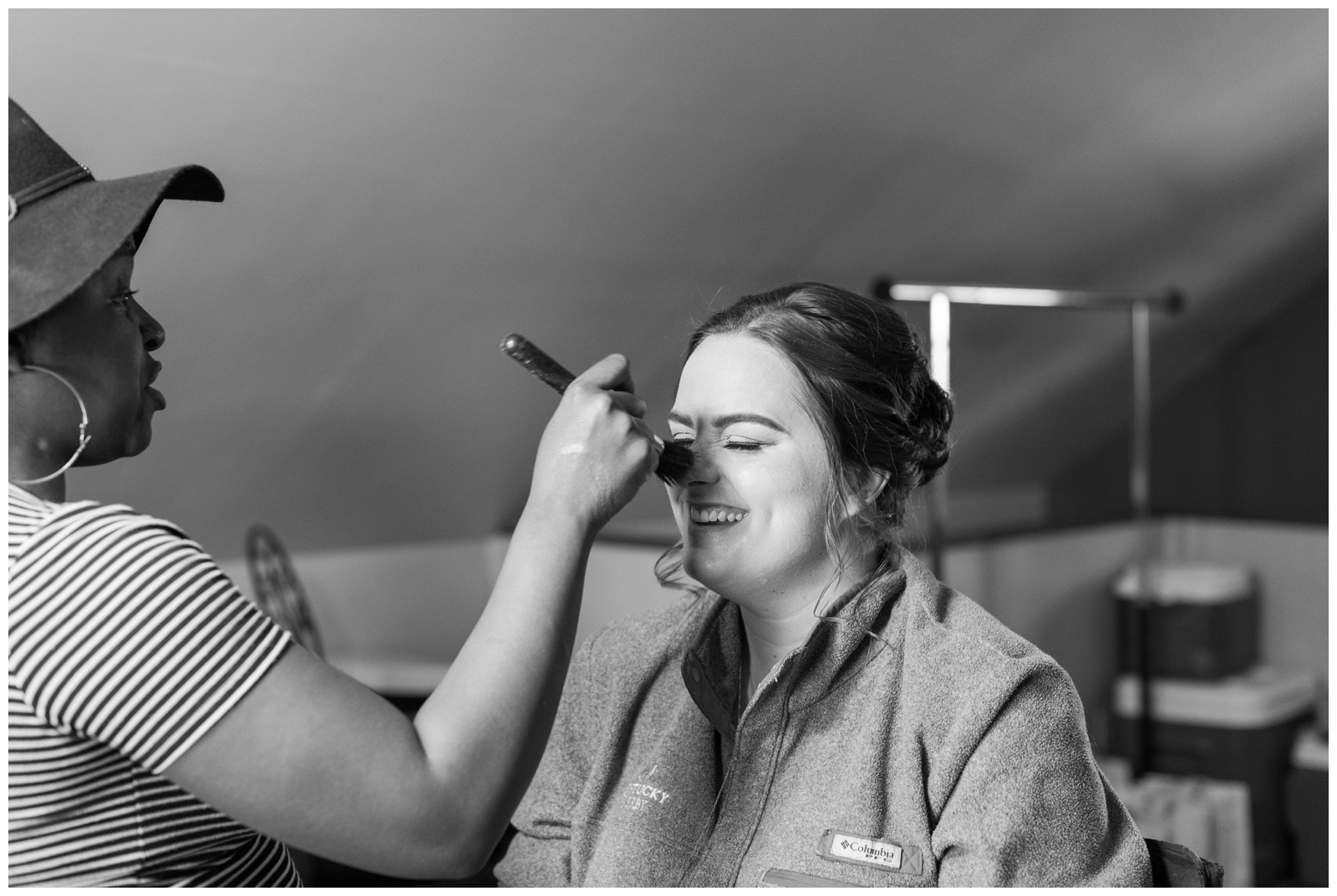 bride prepares for Ohio wedding day with makeup artist