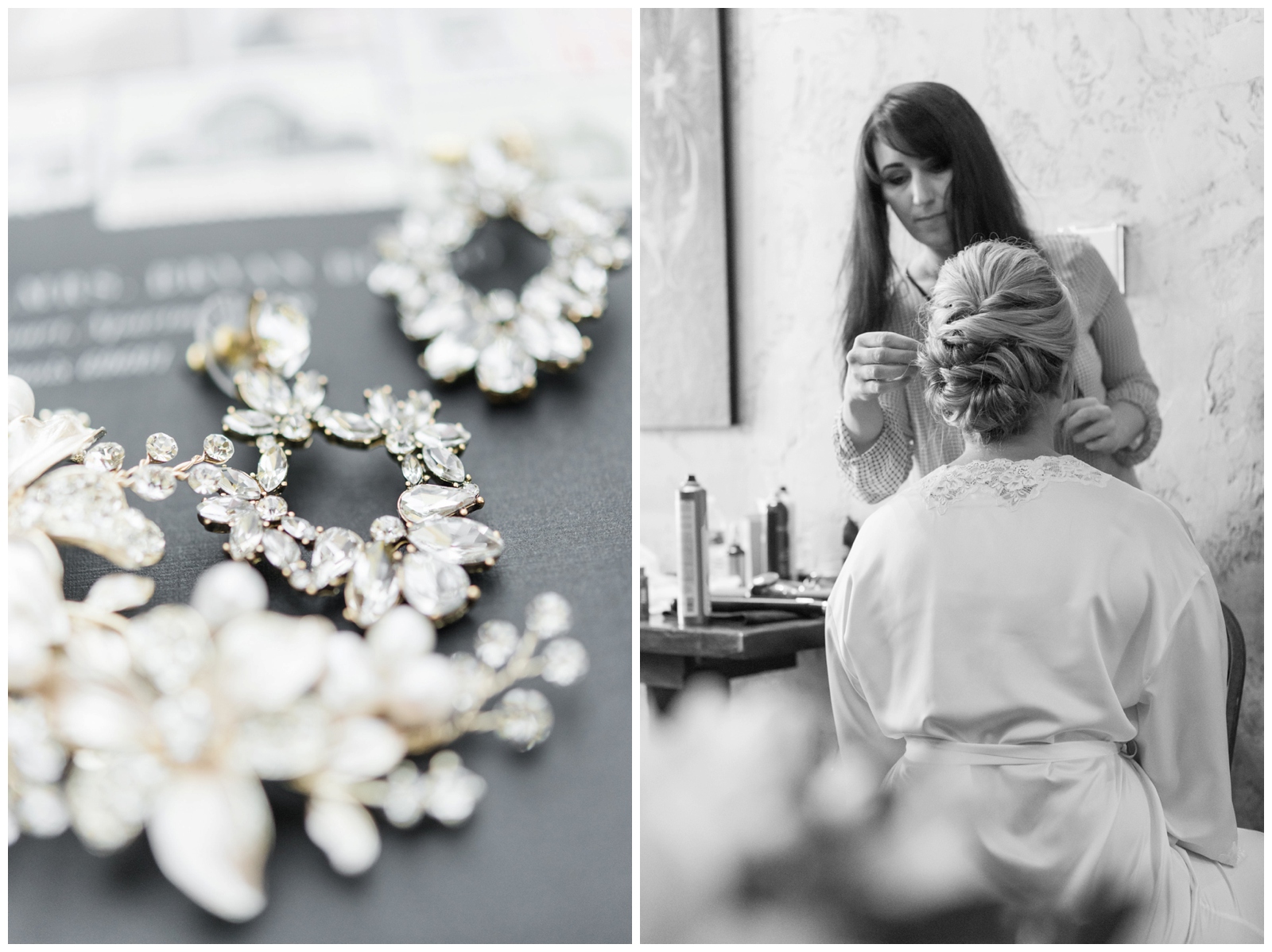bride prepares for wedding day with hair and makeup photographed by Pipers Photography