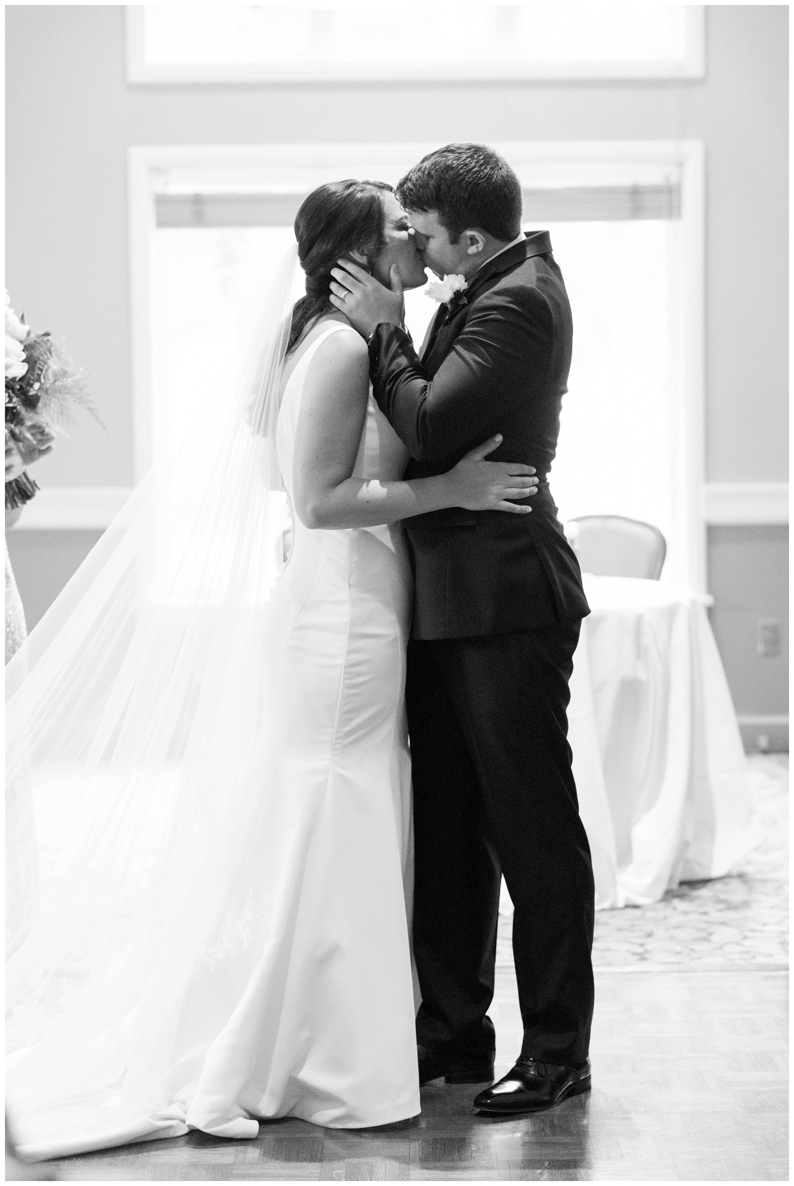 first kiss as husband and wife at Brookside Golf and Country Club 