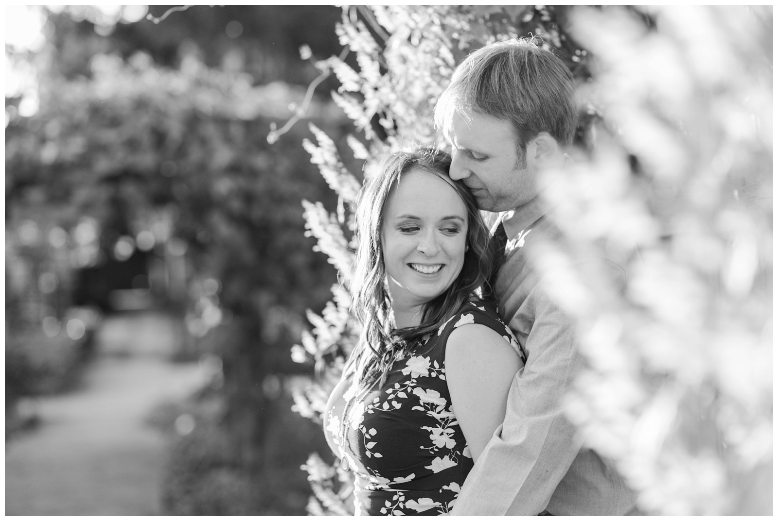 black and white engagement portrait of young couple in Columbus, Ohio