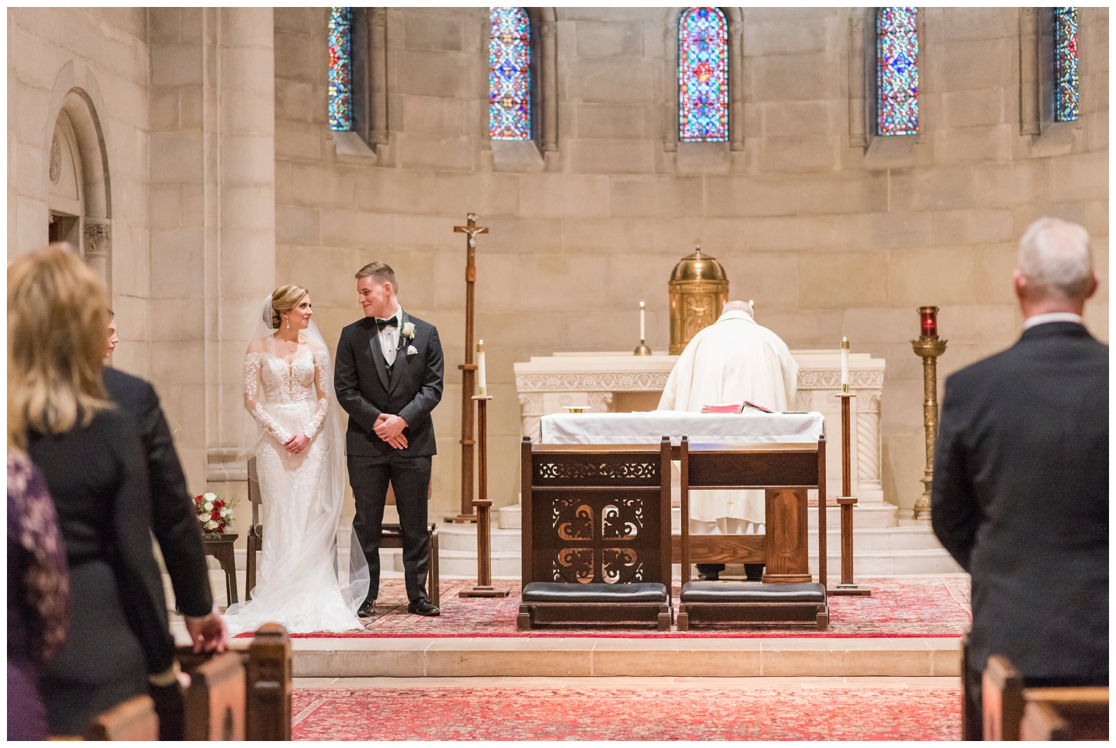 traditional wedding ceremony in church at St. Charles Preparatory School